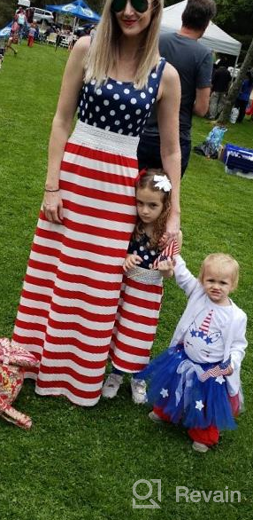 img 1 attached to Matching Mommy and Me American Flag Maxi Dresses for 4th of July Beach Fun review by Jerry Leon