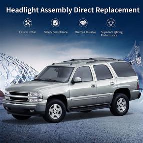 img 2 attached to 🚗 High-Quality AUTOSAVER88 Headlight Assembly for 1999-2002 Chevy Silverado / 2000-2006 Tahoe Suburban - Black Housing with Clear Reflectors