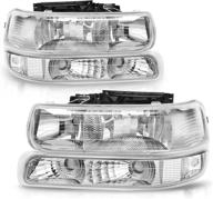 🚗 high-quality autosaver88 headlight assembly for 1999-2002 chevy silverado / 2000-2006 tahoe suburban - black housing with clear reflectors logo