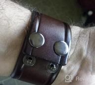 img 1 attached to 👊 Heavy-Str Punk Alloy Buckle Bracelet - Wide Leather Wristband Cuff Bracelet review by Jennifer Davis