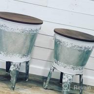img 1 attached to Distressed White Farmhouse Accent Side Table - Galvanized Rustic Coffee Table With Metal Storage Ottoman Wood Cover & Stand Decor Bench Legs (Set Of 1) review by Jason Dennis