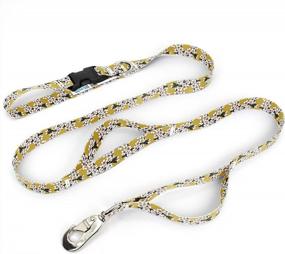 img 4 attached to Gold Cherry Fab Grab Leash With Three Handles And Quick Clasp - Heavy Duty Made In USA By Buttonsmith