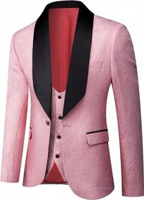 img 2 attached to Mens 3 Piece Slim Fit Jacquard Tuxedo Suits For Wedding Prom - UNINUKOO