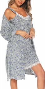 img 2 attached to Sexy Women'S V-Neck Lingerie Nightgown & Robes Pajama Set - ENJOYNIGHT 2 Pieces Lace Cami Sleepwear