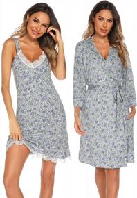 img 1 attached to Sexy Women'S V-Neck Lingerie Nightgown & Robes Pajama Set - ENJOYNIGHT 2 Pieces Lace Cami Sleepwear