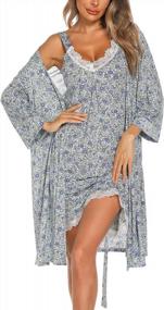 img 4 attached to Sexy Women'S V-Neck Lingerie Nightgown & Robes Pajama Set - ENJOYNIGHT 2 Pieces Lace Cami Sleepwear