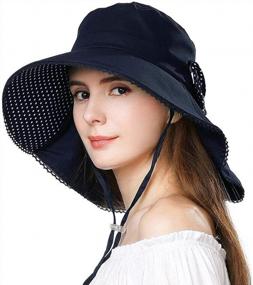 img 4 attached to UPF 50+ Cotton Sun Hat For Women: Siggi Summer Pony Tail Flap Cap With Ponytail Hole & Neck Cover Cord 55-61Cm