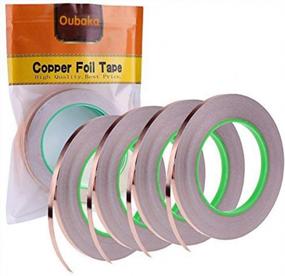 img 4 attached to Copper Foil Tape 4 Pack For EMI Shielding, Electrical Repairs, Grounding, And More - 1/4 Inch Double-Sided Conductive Tape With Adhesive By Oubaka