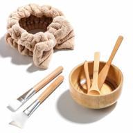 bamboo facial mask mixing set: create a spa experience with jpnk's 6-pack diy clay mask kit including brushes and bowl logo