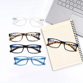 img 3 attached to Женские очки для чтения с защитой от синего света, 5 упаковок, антибликовые очки для компьютерного чтения с пружинным шарниром от Sumkyle