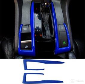 img 4 attached to 🔷 Blue ABS Gear Box Trims Shift Transmission Decoration Sticker Cover for Honda Civic 10th Gen (2016-2020)