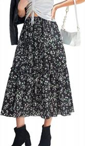 img 4 attached to Boho Floral Maxi Skirt For Women- Elastic High Waist, Ruffle Hem, Flowy Swing, A-Line Style