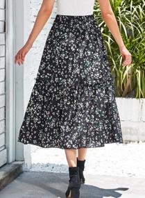 img 2 attached to Boho Floral Maxi Skirt For Women- Elastic High Waist, Ruffle Hem, Flowy Swing, A-Line Style