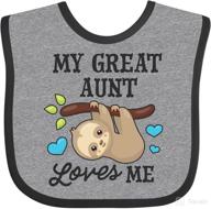 🦥 inktastic my great aunt loves me baby bib featuring a playful sloth and adorable hearts logo