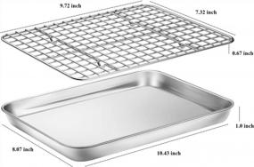 img 3 attached to Baking Sheet With Cooling Rack Set [2 Sheets + 2 Racks], Deedro Stainless Steel Cookie Sheet Baking Pan Half Sheets Oven Tray With Rack, 10 X 8 X 1 Inch, Heavy Duty, Non-Toxic, Easy Clean