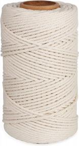img 4 attached to 🧶 HULISEN Macrame Cord, 2mm x 109 Yards Natural Cotton Rope Twine String Cord for DIY Artworks, Knitting, Plant Hangers, Christmas Wedding Décor (Beige)