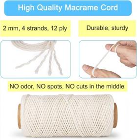 img 1 attached to 🧶 HULISEN Macrame Cord, 2mm x 109 Yards Natural Cotton Rope Twine String Cord for DIY Artworks, Knitting, Plant Hangers, Christmas Wedding Décor (Beige)