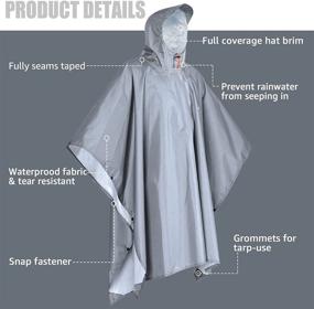 img 2 attached to Водонепроницаемое пончо для активного отдыха - легкая и многоразовая куртка от дождя с капюшоном для пеших прогулок и многого другого
