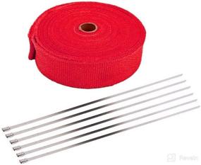 img 3 attached to 🔥 Etopars 5CM X 5M Red Fiberglass Roll Racing Exhaust Heat Header Pipe Wrap Tape Shield Sleeve Thermal Protection 6 Locking Ties for Cars and Motorcycles