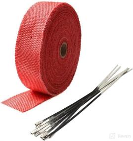 img 4 attached to 🔥 Etopars 5CM X 5M Red Fiberglass Roll Racing Exhaust Heat Header Pipe Wrap Tape Shield Sleeve Thermal Protection 6 Locking Ties for Cars and Motorcycles