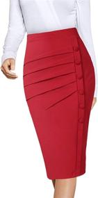 img 4 attached to 👗 VFSHOW Women's Pleated Button Skirt - Optimal Business Attire for Women