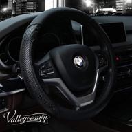 🚗 black valleycomfy steering wheel cover - 15 inch, microfiber leather - ideal for car, truck, suv logo