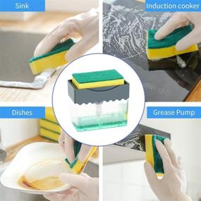 img 1 attached to 🧼 AmazeFan Soap Pump Dispenser and Sponge Holder: Convenient 2-in-1 Solution for Kitchen and Bathroom Cleaning, Includes 3 Sponges