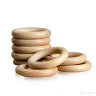 🔘 bopoobo natural beech wooden rings for crafts - unfinished wood circle rings for diy baby teething toys, baby wooden teether accessories, pendant connectors (pack of 10, 60mm) logo