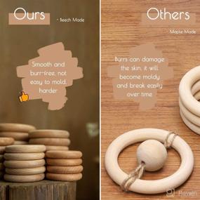 img 1 attached to 🔘 BOPOOBO Natural Beech Wooden Rings for Crafts - Unfinished Wood Circle Rings for DIY Baby Teething Toys, Baby Wooden Teether Accessories, Pendant Connectors (Pack of 10, 60mm)