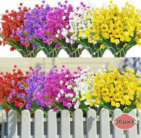 img 4 attached to AUSTOR 30 Bundles Artificial Flowers Outdoor Fake Flowers UV Resistant Faux Flowers Outside Decoration Artificial Flower Shrubs Plants Plastic Flowers For Garden Home Window Box Decor (Mix)