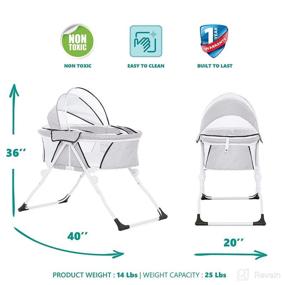 img 2 attached to 🛏️ Dream On Me Karley Plus Portable Bassinet with Canopy in Storm Grey - Quick Fold design