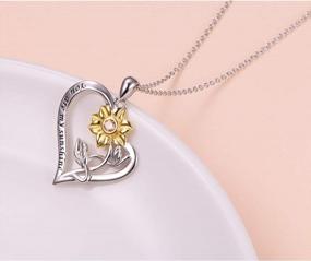 img 2 attached to Sterling Silver Sunflower Jewelry Set For Women - Pendant Necklace, Ring, Earrings, And Bracelet With CZ Accents - Available In 18-Inch Length