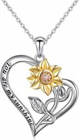 img 4 attached to Sterling Silver Sunflower Jewelry Set For Women - Pendant Necklace, Ring, Earrings, And Bracelet With CZ Accents - Available In 18-Inch Length