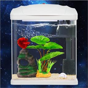 img 4 attached to 🐠 Self Cleaning Betta Fish Tank Starter Kit - 2 Gallon with LED Light, Whisper Filters, Water Pump, Decorations, and Betta Hammock