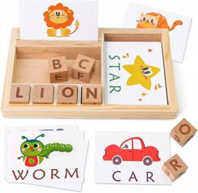 img 4 attached to Montessori Wooden Spelling Games - ABC Alphabet Learning Puzzle Toy With Flash Cards And Matching Letters, Ideal Educational Gift For Preschool Boys And Girls Aged 3-5 Years Old