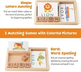 img 2 attached to Montessori Wooden Spelling Games - ABC Alphabet Learning Puzzle Toy With Flash Cards And Matching Letters, Ideal Educational Gift For Preschool Boys And Girls Aged 3-5 Years Old