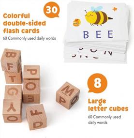 img 3 attached to Деревянные орфографические игры Монтессори - игрушка-головоломка для изучения алфавита ABC с флеш-картами и соответствующими буквами, идеальный образовательный подарок для дошкольников и девочек в возрасте 3-5 лет