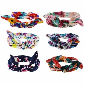 img 3 attached to Vintage Floral Printed Boho Headbands For Women - Pack Of 6 Elastic Hairbands With Cute Rabbit Ears, Perfect For Yoga And Fashion