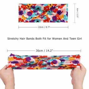 img 2 attached to Vintage Floral Printed Boho Headbands For Women - Pack Of 6 Elastic Hairbands With Cute Rabbit Ears, Perfect For Yoga And Fashion