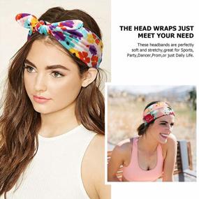 img 1 attached to Vintage Floral Printed Boho Headbands For Women - Pack Of 6 Elastic Hairbands With Cute Rabbit Ears, Perfect For Yoga And Fashion