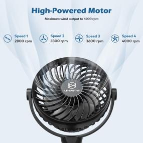 img 2 attached to 💨 LEMOISTAR USB Car Fan, Powerful 4-Speed Wind Circulation Fan for Vehicles SUV RV, Rear Seat Cooling Fan with Durable Hook - 5V USB Powered