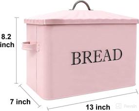 img 1 attached to 🍞 Pink Metal Bread Box - Large Capacity Farmhouse Bread Storage Container with Lid and Handles, Kitchen Countertop Bread Keeper Food Storage Bin