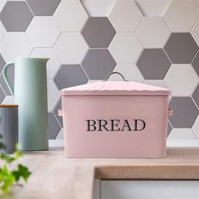 img 2 attached to 🍞 Pink Metal Bread Box - Large Capacity Farmhouse Bread Storage Container with Lid and Handles, Kitchen Countertop Bread Keeper Food Storage Bin