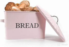 img 3 attached to 🍞 Pink Metal Bread Box - Large Capacity Farmhouse Bread Storage Container with Lid and Handles, Kitchen Countertop Bread Keeper Food Storage Bin