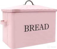 🍞 pink metal bread box - large capacity farmhouse bread storage container with lid and handles, kitchen countertop bread keeper food storage bin логотип