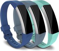 👑 заменяемые ремешки kingacc для fitbit alta hr и alta - силиконовые ремешки с пряжкой для женщин и мужчин (3 шт., темно-синий, рок-синий, бирюзовый, маленький) логотип