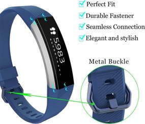 img 3 attached to 👑 Заменяемые ремешки KingAcc для Fitbit Alta HR и Alta - силиконовые ремешки с пряжкой для женщин и мужчин (3 шт., темно-синий, рок-синий, бирюзовый, маленький)