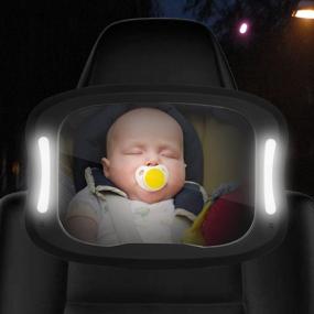 img 3 attached to Держите своего малыша в безопасности с помощью детского автомобильного зеркала FITNATE со светодиодной подсветкой - регулируемые на 360 °, прочные полоски, пульт дистанционного управления и 2 солнцезащитных козырька в комплекте!