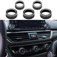 🔊 enhance your honda accord's interior with thor-ind 5pcs aluminum car centre console ac air conditioning knob sound volume knob cover trim - black (2018-2021) logo