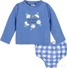 img 4 attached to Adorable Gerber Baby-Girls Long Sleeved Rashguard Swim Bathing 👶 Suit Set - Perfect for Your Little One's Water Adventures!